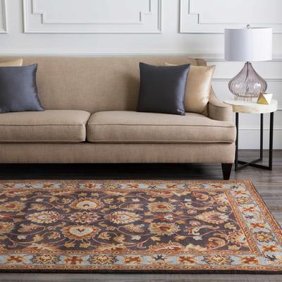 Indianapolis 2'6" x 8' Traditional Wool Charcoal/Burnt Orange/Dusty Coral/Ice Blue/Tan/Light Beige/Slate/Beige/Slate Blue/BurntOrange/DustyCoral/Burnt Orange/Dusty Coral Runner - Boutique Rugs