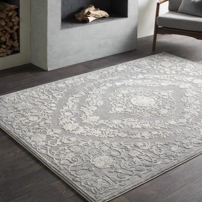 Battleview 6'7" x 9'6" Traditional Charcoal/Tan/Light Beige/Beige Area Rug - Boutique Rugs