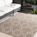 Toledo 5'3" Round Cottage Light Beige/Light Brown/Brown/Beige/Dark Red Outdoor Area Rug - Hauteloom