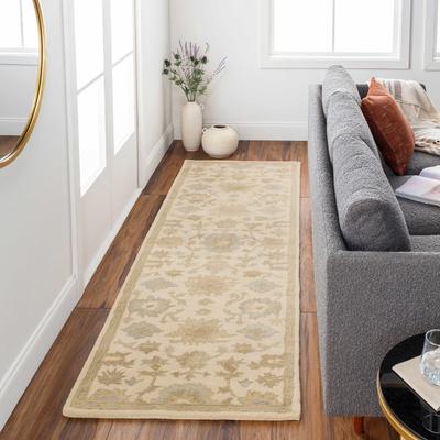Gainesboro 9' x 12' Traditional Wool Sage/Olive/Light Beige/Pale Blue/Peach/LightBeige/PaleBlue/Peach/Pale Blue Area Rug - Boutique Rugs