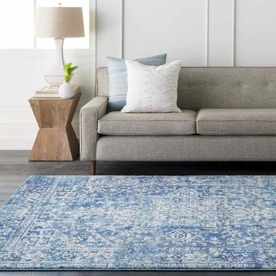Thousandsticks 5'3" x 7'3" Traditional Teal/Light Beige/Navy/Peach/LightBeige/Peach Area Rug - Boutique Rugs