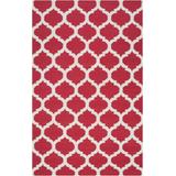 Keeseville 9' x 13' Transitional Flat Weave Moroccan Trellis Wool Medium Gray/Red Area Rug - Hauteloom