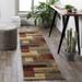 Sentinel 2' x 3'3" Modern Dark Brown/Charcoal/Black/Light Green/Mustard/Olive/Red Area Rug - Hauteloom