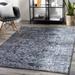 Costigan 5'3" Round Traditional Navy/White/Charcoal/Light Gray/Blue Area Rug - Hauteloom