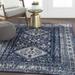 Andes 4'3" x 5'7" Traditional Navy/Light Gray/White/Blue Area Rug - Hauteloom