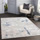 Mindarie 8'10" x 12' Modern Denim/Cream/Dark Blue/Gray/Light Beige/Medium Gray/Peach/Navy Area Rug - Hauteloom