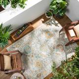 Inala 7'10" x 10' Traditional Ivory/Saffron/Charcoal/Brown/Light Sage/Pale Blue/Light Slate/Mustard/Dark Red Outdoor Area Rug - Hauteloom