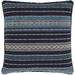 Wetwang 20" Square Rustic Cotton Aqua/Dark Blue/Off White/Ink Blue/Teal Throw Pillow - Hauteloom