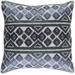 Lemhi 22" Square Traditional Cotton Light Gray/Teal/Denim Throw Pillow - Hauteloom