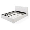 Baïta - Lit coffre bahia simili blanc 140x190 sommier inclus - Blanc