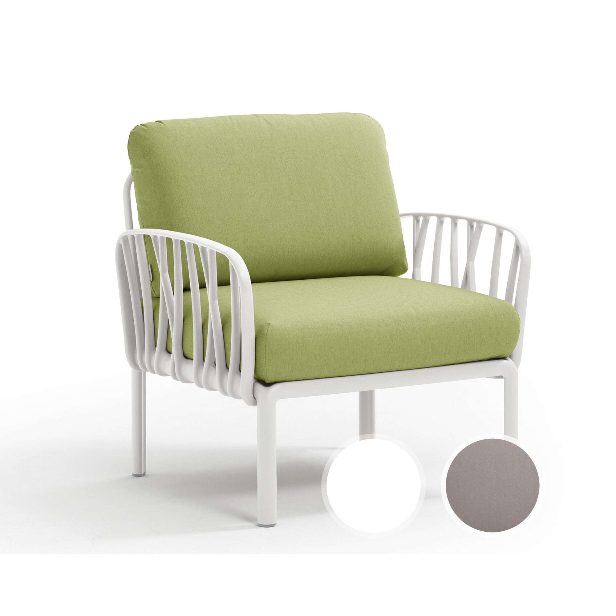 NARDI »Komodo« Sessel Gestell weiß / Bezug grigio 163