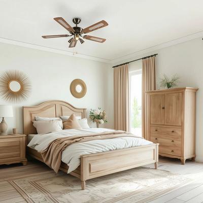 Qazqa - Deckenventilator Bronze mit Holz - Mistral 42