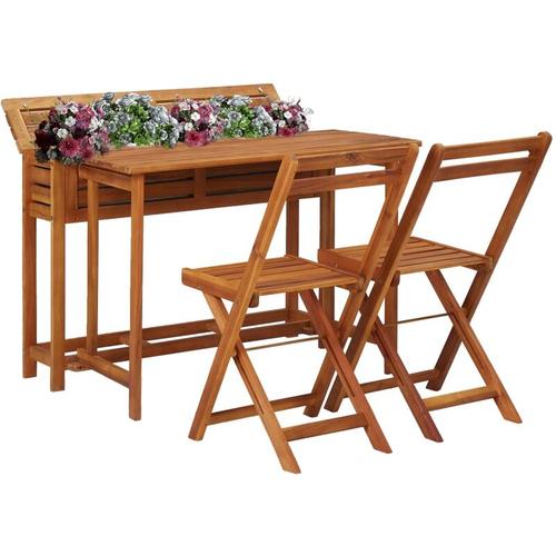 Gartentisch，Terrassentisch，Gartenmöbel mit Hochbeet und 2 Stühlen Massivholz Akazie vidaXL