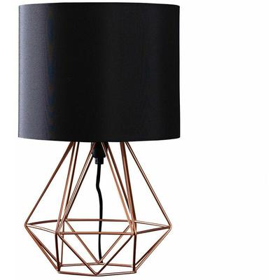 Minisun - Modern Geometric Bedside Table Lamp - Brushed Copper & Black - Including led Bulb