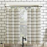 Clean Window Aso Twill Stripe Linen Blend Sheer Rod Pocket Kitchen Curtain Tier Pair Polyester in White | 36 H x 52 W x 1.5 D in | Wayfair