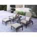 Three Posts™ Lebanon 5-Piece Patio Adjustable Club Chair Conversation Set w/ Cushions & 21" Square End Table Metal in Black | Wayfair