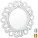 Miroir mural rond, Décoration murale pour toutes les pièces, avec cadre, Ornement, ∅ 50 cm, blanc