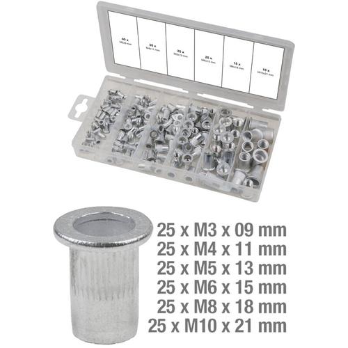 Assortiment de rivets filetes aluminium, M3x9mm-M10x21mm, 150 pcs