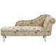 Chaise Longue Côté Droit Méridienne en Tissu Imprimé Beige Style Elégant Nimes - Blanc