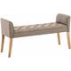 Banc banquette capitonné en tissu taupe avec pieds en bois largeur 133cm - taupe