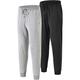 JINSHI Mens Pyjama Bottoms Lounge Pants Trousers Jersey Cotton Soft Casual Jogger Running Lounging Pajama Bottoms (Black/Grey) Size S