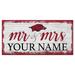 Arkansas Razorbacks 6" x 12" Personalized Mr. & Mrs. Script Sign