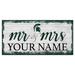 Michigan State Spartans 6" x 12" Personalized Mr. & Mrs. Script Sign