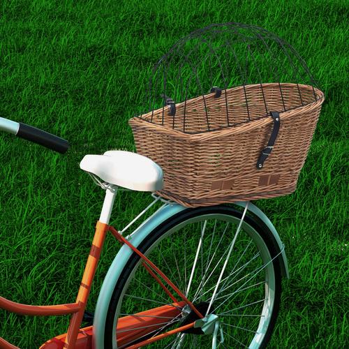 vidaXL Fahrrad-Gepäckträgerkorb mit Abdeckung 55×31×36 cm Naturweide