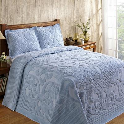 Ashton Collection Tufted Chenille Bedspread by Better Trends in Blue (Size QUEEN)