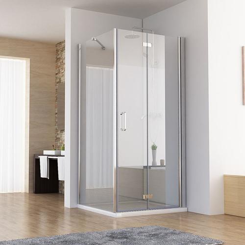 120 x 75 x 197 cm Duschkabine Eckeinstieg Dusche Falttür Duschwand mit Seitenwand NANO