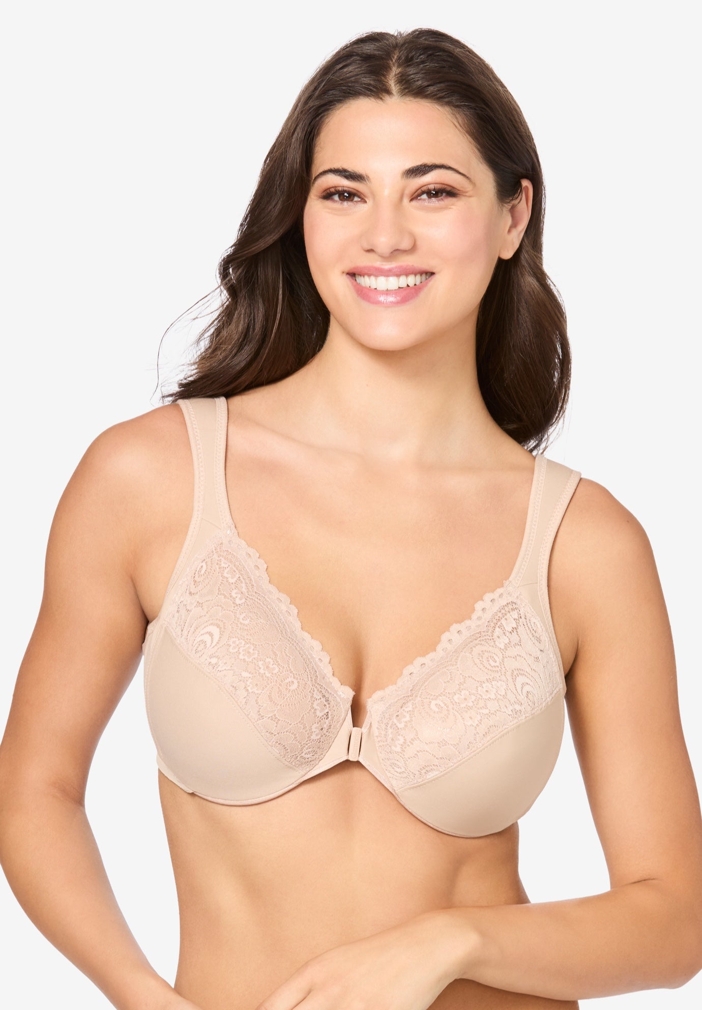 Plus Size Women's Wonderwire® Front-Close Underwire Bra 1245 by Glamorise in Cafe (Size 40 D)