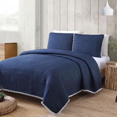 Costa Brava Quilt Set by American Home Fashion in Navy (Size FL/QUE)