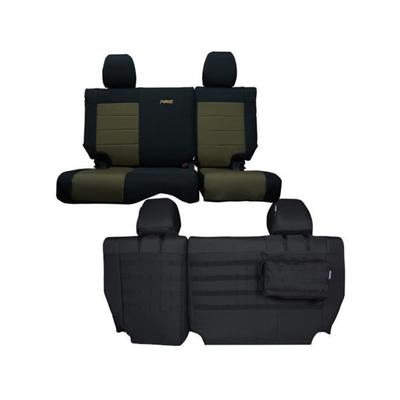 Bartact Jeep Seat Covers Rear Split Bench 13-18 Wrangler JKU 4 Door Tactical Series Black/Olive Drab JKSC2013R4BO