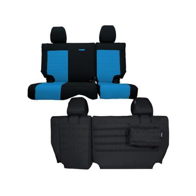 Bartact Jeep Seat Covers Rear Split Bench 2011-2012 Wrangler JKU 4 Door Tactical Series Black/Blue JKSC1112R4BU