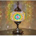 DEMMEX Battery Operated Mosaic Table Lamp with Built-in LED Bulb, Turkish Moroccan Handmade Mosaic Table Desk Bedside Mood Accent Night Lamp Light Lampshade with LED Bulb,No Cord (Cutsie)