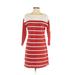 Old Navy Casual Dress - Sweater Dress: White Stripes Dresses - Women's Size Small