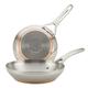 Anolon Nouvelle Copper Stainless Steel Twin Pack French Skillets, 8"/9-1/2", Silver