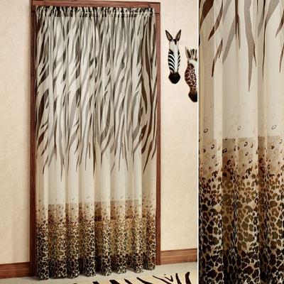 Kenya Safari Semi-Sheer Curtain Panel Brown, 50 x 84, Brown