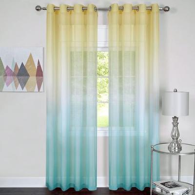 Rainbow Semi Sheer Grommet Curtain Panel Turquoise, 52 x 84, Turquoise