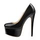 MissHeel Women's Closed Toe Slip-on High Heel Pumps Round Toe Stiletto High Heels Patent Leather Sexy Platform Court Shoes Black Size 6