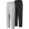 MoFiz Men's Lounge Wear Pants Cotton Pyjama Trousers Pajama Bottoms Lounging Pants Sleepwear with Pockets(Black,Grey) Size M