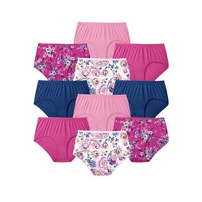 Plus Size Women's Full Coverage Cotton Brief 10-Pack by Comfort Choice in Paisley Pack (Size 7) Underwear
