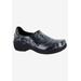 Extra Wide Width Women's Bind Slip-Ons by Easy Works by Easy Street® in Black Grey Abstract (Size 8 1/2 WW)