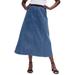 Plus Size Women's Stretch Denim Jegging Skirt by Jessica London in Medium Stonewash (Size 16) Flared Stretch Denim w/ Vertical Seams