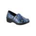 Extra Wide Width Women's Lyndee Slip-Ons by Easy Works by Easy Street® in Blue Pop Patent (Size 7 1/2 WW)