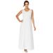 Plus Size Women's Stretch Cotton Crochet-Back Maxi Dress by Jessica London in White (Size 14) Maxi Length