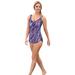 Plus Size Women's Sarong Swimsuit by Swim 365 in Dream Blue Abstract (Size 16)