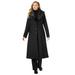 Plus Size Women's Long Wool-Blend Coat with Faux Fur Collar by Jessica London in Black (Size 16)
