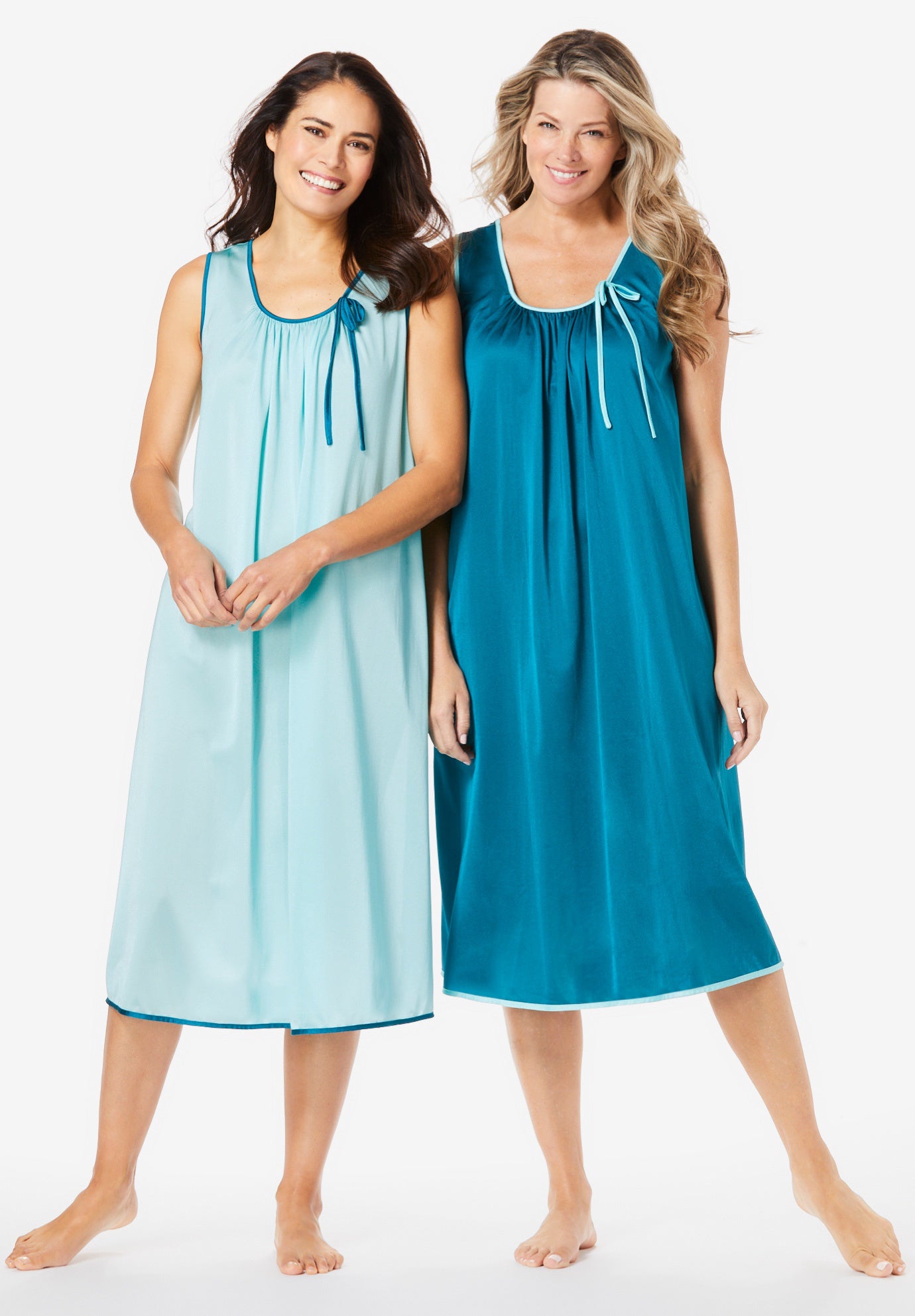 Plus Size Women's 2-Pack Sleeveless Nightgown by Only Necessities in Deep Teal Pale Ocean (Size 1X)