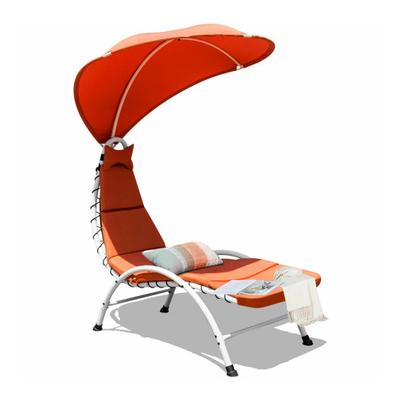 Costway Patio Hanging Swing Hammock Chaise Lounger Chair with Canopy-Orange